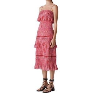 Whistles Abstract Animal Tier Dress in Pink